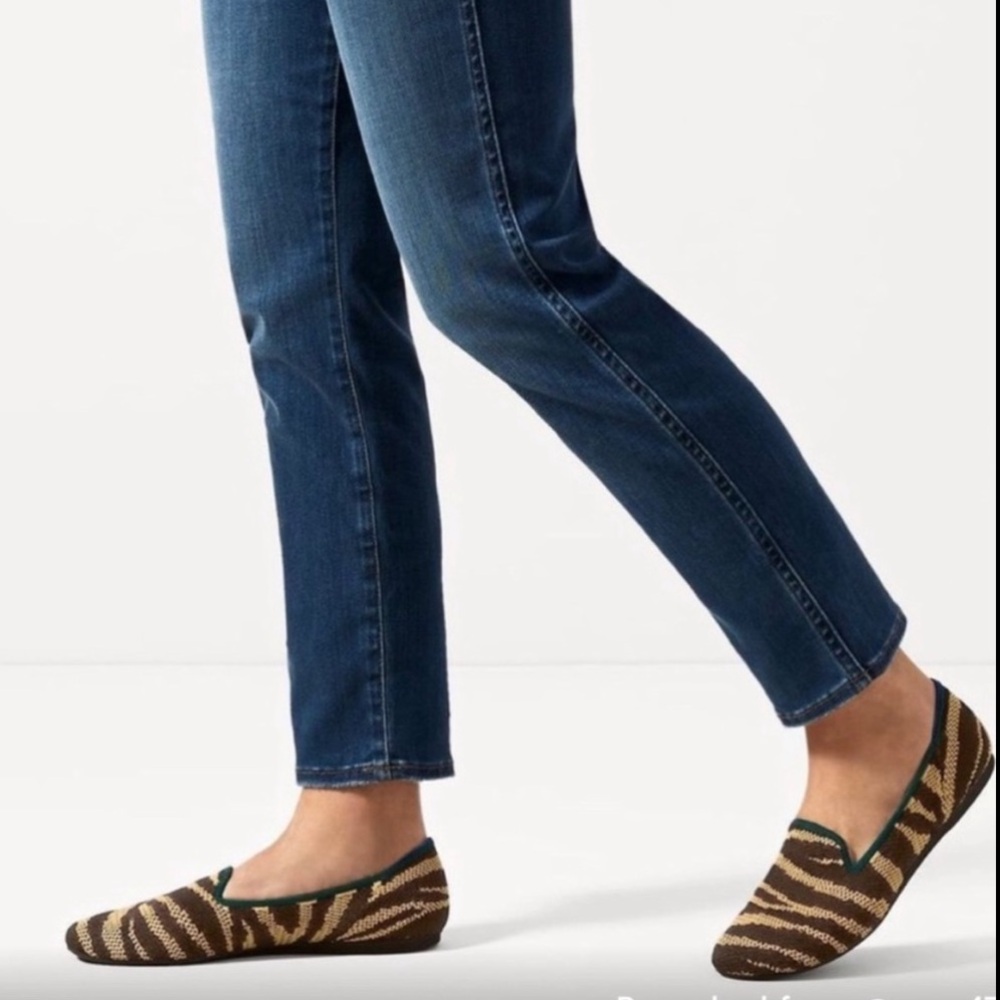 Rothy’s The Loafer Chai Zebra Print Shoes Women’s Size 7.5 Slip On Flats